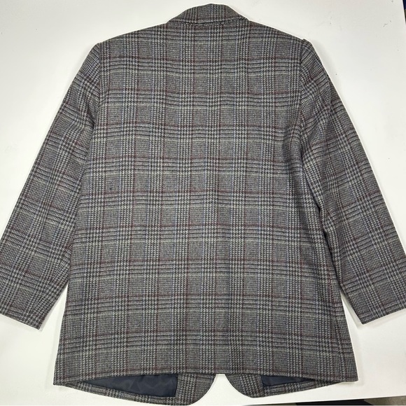 Vintage Plaid Wool Blend Blazer Size S/M Gray Classic Preppy Dark Academia - Picture 5 of 9